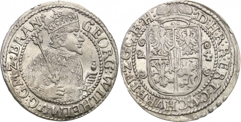 Prussia Duke. Jerzy Wilhelm. Ort (18 groszy) (groschen) 1624, Konigsberg 
Aw.: ...