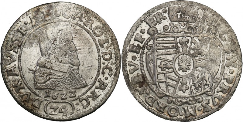 Silesia. Kingdom Nyskie. Karol Austriacki (1608-1624). 24 krajcary 1622, Nysa 
...