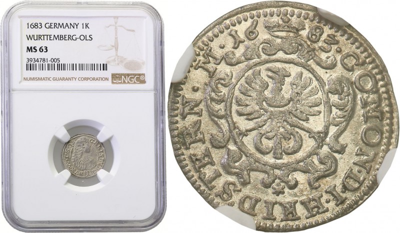 Silesia. Kingdom Olesnica. Krystian Ulryk I (1664-1704). Krajcar 1683, Olesnica ...