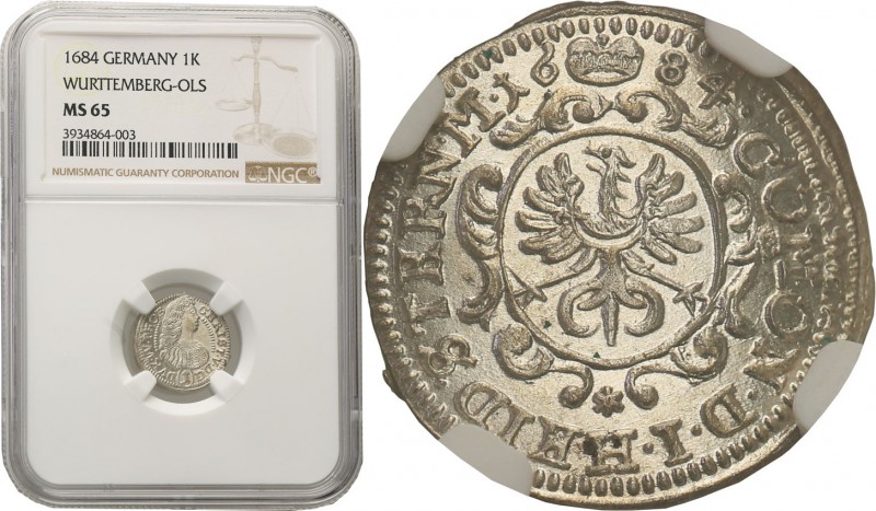 Silesia. Kingdom Olesnica. Krajcar 1684 NGC MS65 (MAX) 
Najwyższa nota gradingo...