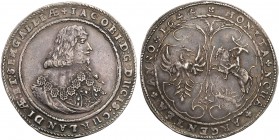 Courland. Jakub Kettler (1642-1681). Taler (thaler) 1644, Mitawa 
Aw.: Popiersie księcia w prawo, w zbroi z wyłożonym koronkowym kołnierzem. W otoku:...