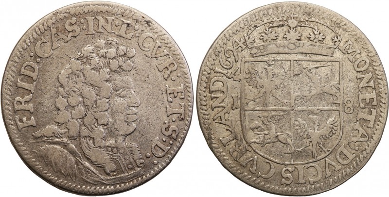 Lenne Kingdom of Courland. F. K. Kettler. Ort (18 groszy) (groschen) 1694, Mitaw...