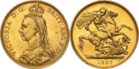 Great Britain. 2 funty (sovereigns) 1887 Victoria 
Victoria 1837-1901Piękny egzemplarz, wspaniale zachowane detale. Dużo połysku menniczego.Friedberg...