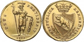Switzerland. Duplone 1797, Berno (Bern) 
Ładnie zachowany egzemplarz, połysk. Rzadsza moneta.D. T. 505 ; HMZ 2-213; Friedberg 187
Waga/Weight: 7,59 ...