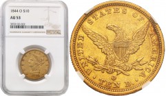 United States. 10 $ (dollars) 1844 O, Liberty Head, Nowy Orlean NGC AU53 
Rzadszy rocznik w amerykańskim gradingu NGC. Bardzo ładnie zachowane detale...