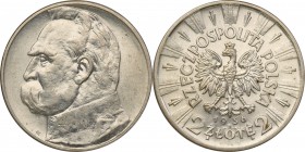 II RP. 2 zlote 1936 Pilsudski 
Znikomy nakład monety (zaledwie 75000 egzemplarzy). Jedna z najrzadszych monet obiegowych z okresu II RP. Bardzo ładny...