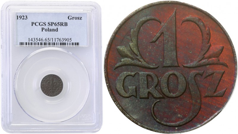 II RP. PROBE without inscription 1 grosz 1923 PCGS SP65 RB (2 MAX) 
Niezmiernie...