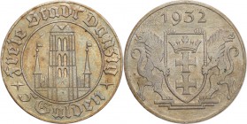 Danzig. 5 gulden 1932 Church 
Rzadki i poszukiwany rocznik szczególnie w tak pięknym stanie zachowania. Kolorowa patyna na całej powierzchni monety. ...
