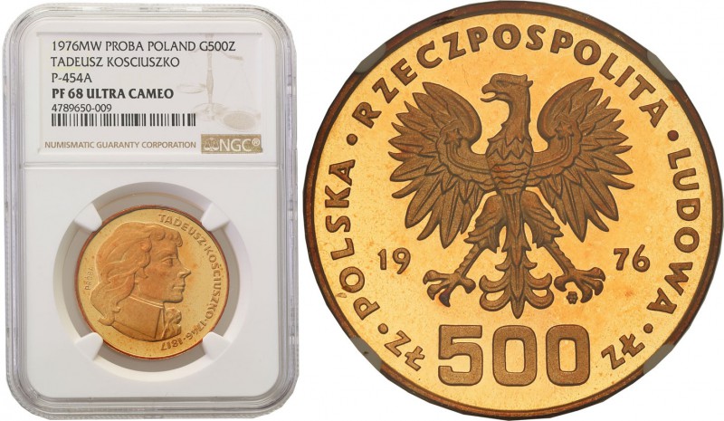 PROBE GOLD 500 zlotych 1976 Tadeusz Kosciuszko NGC PF68 ULTRA CAMEO (2 MAX) RARE...