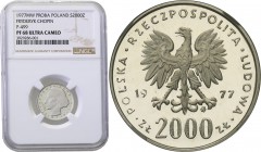 PRL. PROBE SILVER 2000 zlotych 1977 Chopin NGC PF68 ULTRA CAMEO (MAX) 
Ogromna rzadkość-moneta niespotykana na rynku numizmatycznym wybita nieznanym ...