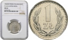 PRL. PROBE copper-nickel 1 zloty 1984 baz napisu - ONE AND ONLY egzemplarz NGC MS64 (MAX) 
Niezmierzenie rzadka moneta próbna wybita w miedzioniklu b...