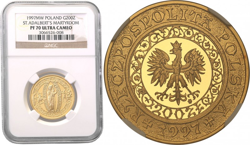 III RP. 200 zlotych 1997 Tysiąclecie śmierci - Św. Wojciech NGC PF70 ULTRA CAMEO...