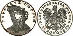 III RP. 200.000 zlotych 1990 F. Chopin Large Tryptyk 
Moneta o wadze ponad 155 gramów i średnicy 65 mm. W tym stanie rzadki numizmat. Moneta z tzw. D...