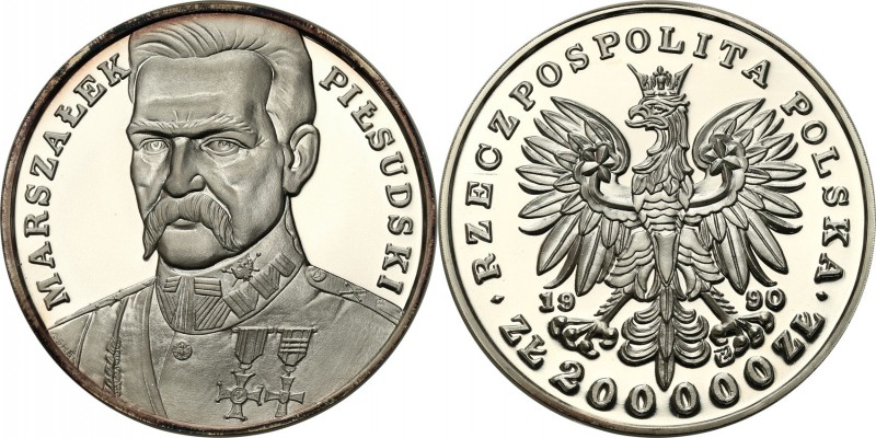 III RP. Poland 200.000 zlotych 1990 J. Pilsudski - Large Tryptyk 
Moneta o wadz...