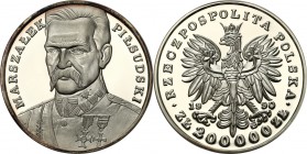 III RP. Poland 200.000 zlotych 1990 J. Pilsudski - Large Tryptyk 
Moneta o wadze ponad 155 gramów i średnicy 65 mm. Moneta z tzw. Dużego Tryptyku skł...