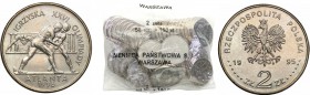 III RP. Bank coin bag - set 2 zlote 1995 Atlanta zapaśnicy 
Rzadka pozycja, która może być traktowana jako lit inwestycyjny. Nieotwierany worek menni...