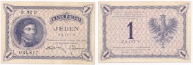 1 zloty 1919 Kosciuszko seria s.32 D 
Seria typu drugiego, numeracja 034,817.Pięknie zachowany egzemplarz. Minimalnie zaokrąglone rogi. Rzadki bankno...