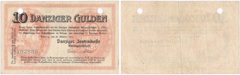 Danzig 10 gulden 1923 
Banknot Wolnego miasta Gdańska bez oznaczeń serii, 31.10...