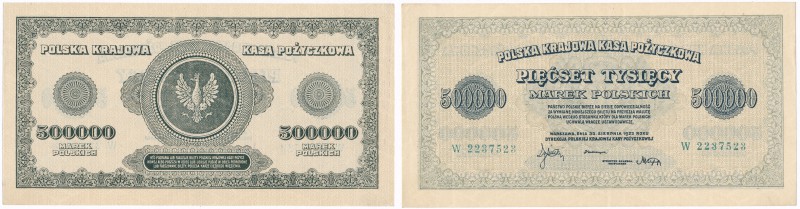 500.000 Polish mark seria W 
Piękny egzemplarz, sztywny papier. Rzadki w takim ...