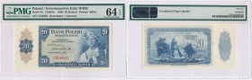 20 zlotych 1939 seria C PMG EPQ 64 
Wysoka nota gradingowa. Banknot w gradingu PMG z notą 64 oraz dopiskiem: wyjątkowa jakość papieru – EPQ (Exceptio...