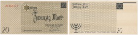 Ghetto Lodz (Litzmannstadt) 20 Mark 1940 
Bardzo rzadki banknot szczególnie w takim stanie zachowania. Przepięknie zachowany egzemplarz, sztywny papi...