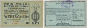 General Governorship Winterhilfswerk. Winter help 10 zlotych 1943/44 
Bon o wartości 10 złotych wydawany w okresie zimy 1943/44 dla zamieszkującej Ge...