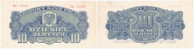 Banknote. 10 zlotych 1944 seria Dd „OBOWIĄZKOWE” 
Bardzo rzadki banknot. Oryginalna emisja.Sztywny papier, minimalne zagniecenia. Wspaniała prezencja...