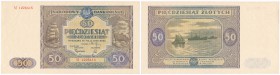 Banknote. 50 zlotych 1946 seria M 
Wyśmienicie zachowany egzemplarz. Rzadszy w takim stanie zachowania.Lucow 1197a (R3); Miłczak 128b
Waga/Weight: M...