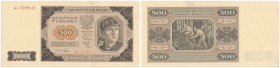 500 zlotych 1948 seria AI 
Rzadki w takim stanie zachowania.Piękny egzemplarz. Delikatne przybrudzenie na górnym marginesie. Sztywny papier, wspaniał...