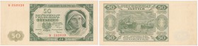 50 zlotych 1948 seria W 
Ekstremalnie rzadko pojawiający się na rynku w takim stanie zachowania z poszukiwana serią W numeracja 252039.Pięknie zachow...