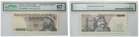 FIRST PROBE 2000 zlotych 1977 seria A, PODDRUK JASKRAW PMG 67 EPQ (MAX) RARE 
Ekstremalnie rzadka pierwsza PRÓBA banknotu 2000 złotych 1.05.1977, ser...