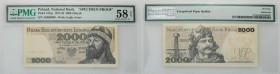 FIRST PROBE 2000 zlotych 1977 seria A PMG 58 EPQ (MAX) RARE 
Ekstremalnie rzadka pierwsza PRÓBA banknotu 2000 złotych 1.05.1977, seria numeracja zero...