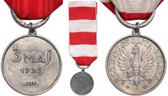 Poland. II RP. Medal of May 3, SILVER 
Zachowane w idealnym stanie - z oryginalną, przedwojenną wstążką - odznaczenie państwowe. Wykonawca Mennica Pa...