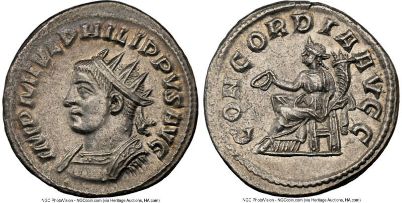 Philip II, as Augustus (AD 247-249). AR antoninianus (21mm, 4.60 gm, 4h). NGC Ch...