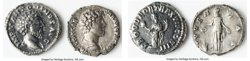 ANCIENT LOTS. Roman Imperial. Marcus Aurelius (AD 139-161). Lot of two (2) AR de...