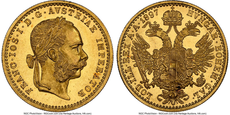 Franz Joseph I gold Ducat 1897 MS65 NGC, Vienna mint, KM2267, Fr-493. Semi-Proof...