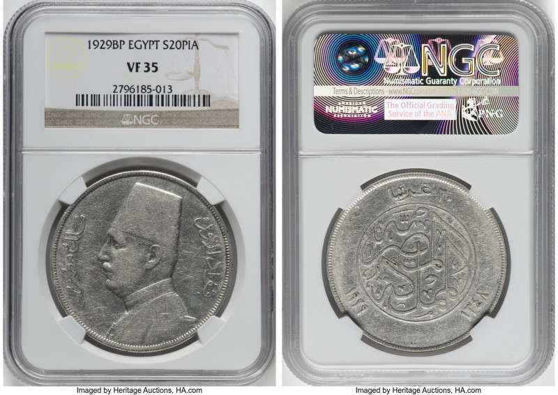 Pair of Certified Assorted Issues NGC, 1) Fuad I 20 Piastres AH 1348 (1929)-BP -...