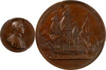 "1779" (1845-1860) Captain John Paul Jones / Bonhomme Richard vs. Serapis Medal. Paris Mint Restrike from Original Dies. Adams-Bentley 8, Betts-568, J...