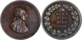 "1799" (ca. 1861) U.S. Mint Born and Died Medalet. Paquet First Obverse - First Wreath Reverse. Musante GW-443, Baker-156B, Julian PR-25. Copper. MS-6...