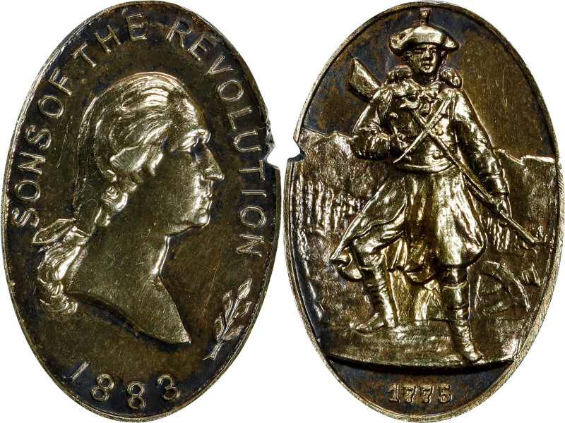 1883 Sons of the Revolution Medal. Musante GW-1007, Baker CA-678A. Gilt Silver. ...