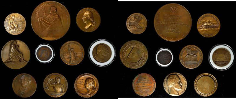 Lot of (10) Mostly 20th Century Washington Medals. Bronze.

Most are large siz...