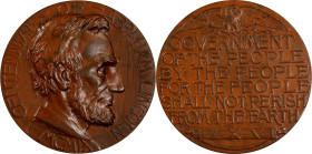 1909 Abraham Lincoln Centennial Medal. By Bela Lyon Pratt. Cunningham 11-440C, King-313. Copper. Mint State.

51 mm.