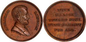 Undated (1872) Lincoln / With Malice Toward None Medal. By John Adams Bolen. Kline Restrike. Musante JAB-20, Cunningham 29-010C, King-866. Copper. MS-...