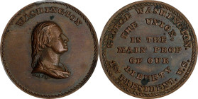 Undated (ca. 1867) Washington / The Union is the Main Prop of Our Liberty Medal. By John Adams Bolen. Muante JAB-25, Musante GW-796, Baker-259A. Coppe...