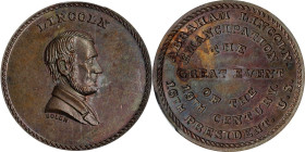 Undated (ca. 1867) Lincoln / Emancipation Medal. By John Adams Bolen. Musante JAB-28, Cunningham 29-120C, King-237. Copper. MS-63 BN (PCGS).

25 mm....