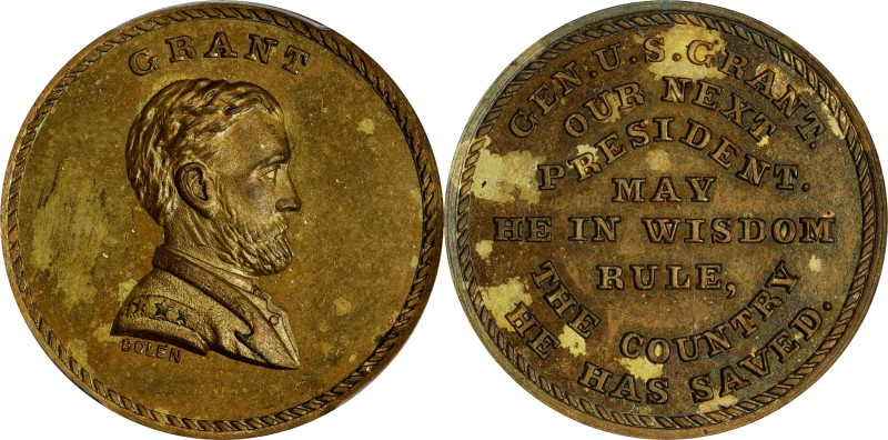 Undated (ca. 1868) Grant / Our Next President Medal. By John Adams Bolen. Musant...
