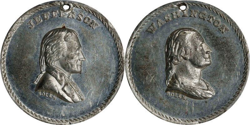 Undated (ca. 1872) Washington Bust / Jefferson Bust Medal Muling. By Kline, usin...