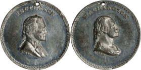 Undated (ca. 1872) Washington Bust / Jefferson Bust Medal Muling. By Kline, using John Adams Bolen's dies. Musante JAB M-9, Musante GW-799, Baker-222....