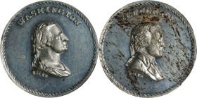 Undated (ca. 1872) Washington Bust / Jefferson Bust Medal Muling. By Kline, using John Adams Bolen's dies. Musante JAB M-9, Musante GW-799, Baker-222....