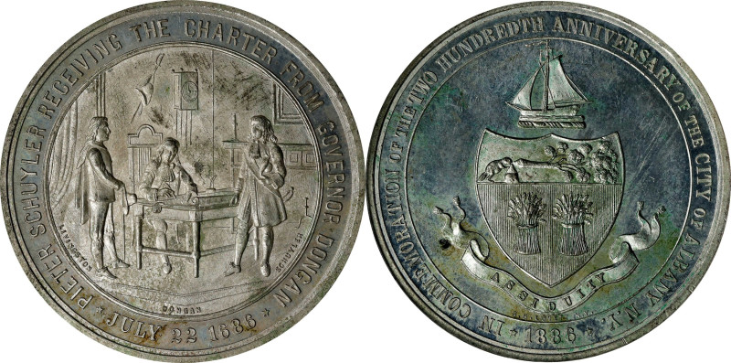 1886 Albany, New York Charter Bicentennial Medal. By George Hampden Lovett. Whit...